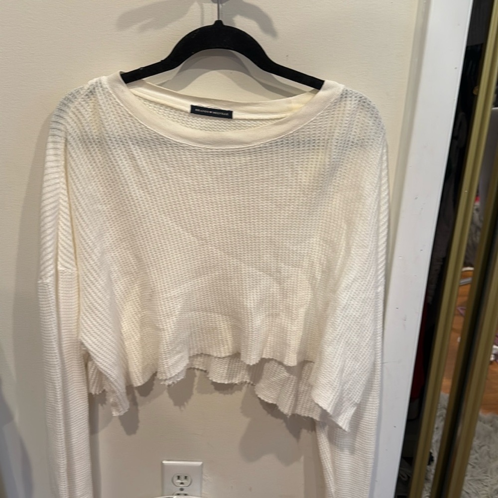 long sleeve waffle knit cropped long sleeve brandy melville